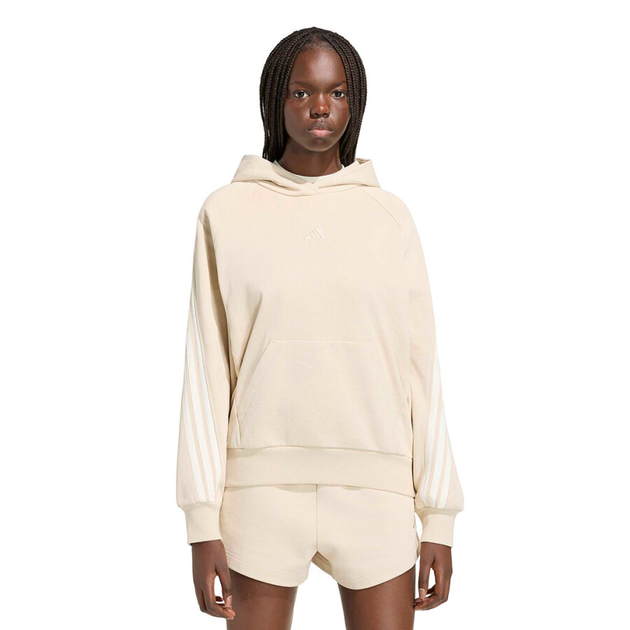 Canguro de Mujer Adidas Kit 3 Stripes Beige - Blanco