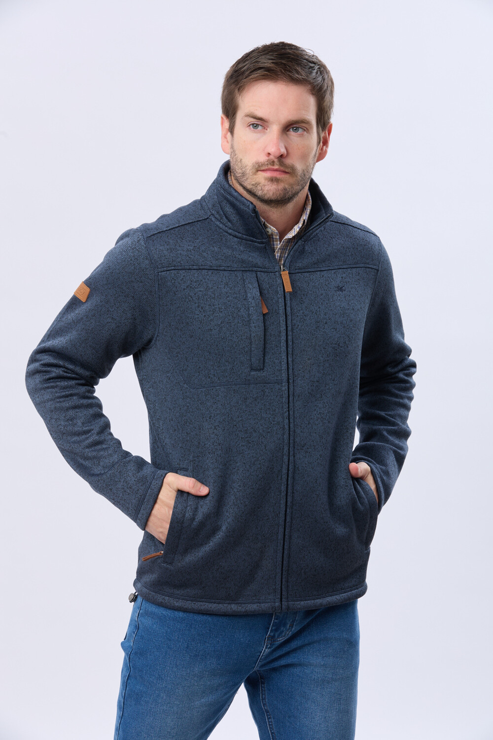 CAMPERA TEXTURADA CON INTERIOR EN POLAR Azul