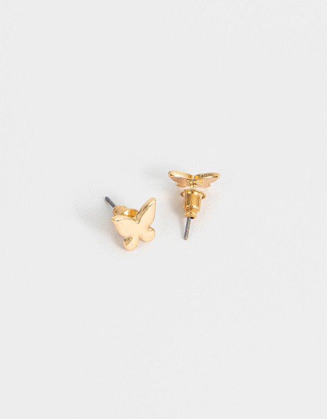 Aros Pasantes Con Mariposas Aros Pasantes De Mariposa - Dorado