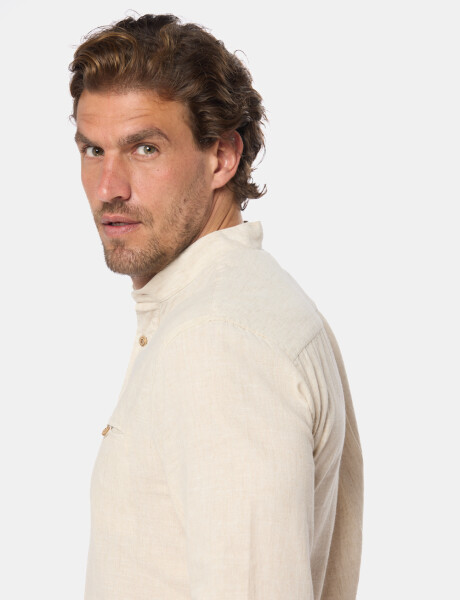 CAMISA DE LINO CUELLO MAO Beige