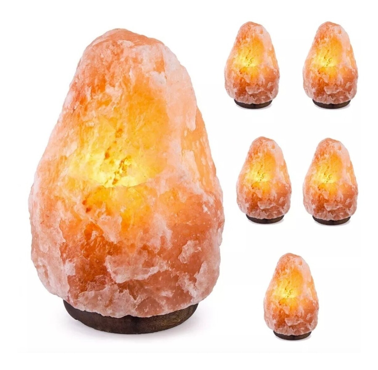 Pack 6 Lampara Sal Del Himalaya Piedra De 2 A 3 Kg - Naranja 