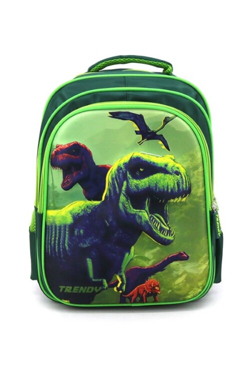 Mochila escolar 3D dinosaurio Verde