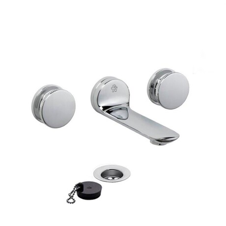 Griferia Lavatorio Pared Bimando En Cromo Fv Serie Nueva 44 Incluye Desague CROMO
