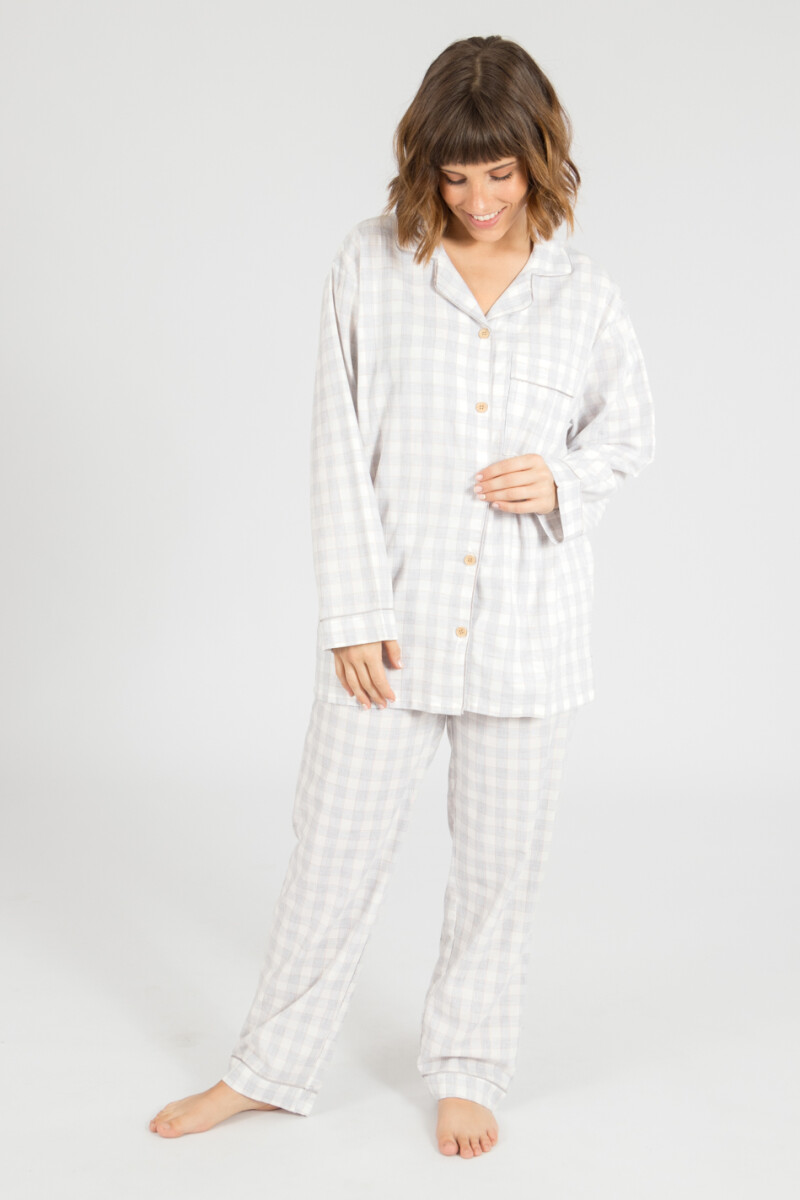 Pijama franela - Gris melange 