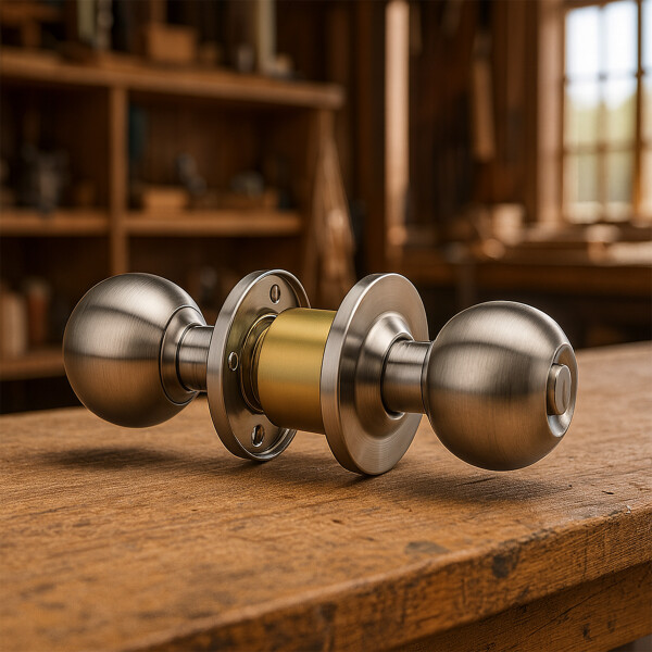 Cerradura Pomo Redondo Para Puerta C/ Tres Llaves Interior Color Plateado