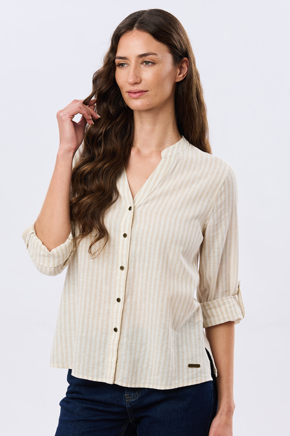 CAMISA DE LINO CUELLO MAO Arena
