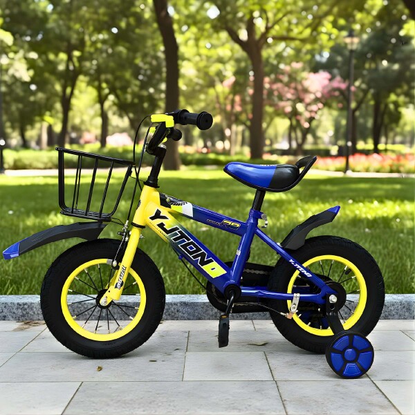 Bicicleta Infantil Yjtong R12 Canasto Parrilla Guardabarros Azul 1