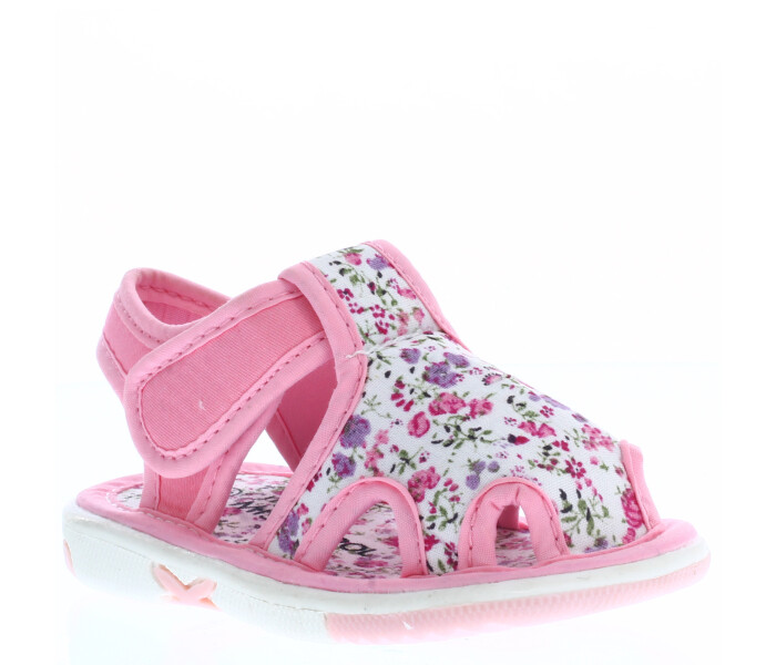 Sandalia de Niña Mini Miss Carol CANI con tela estampada y velcro Rosado