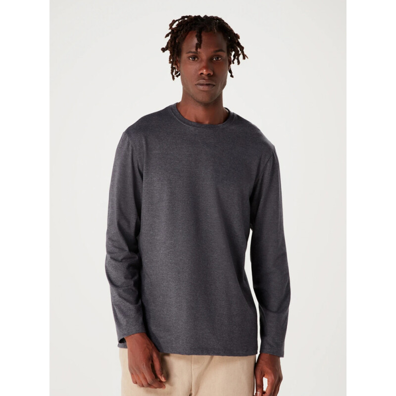 CAMISETA ML MASC PRETO MESCLA