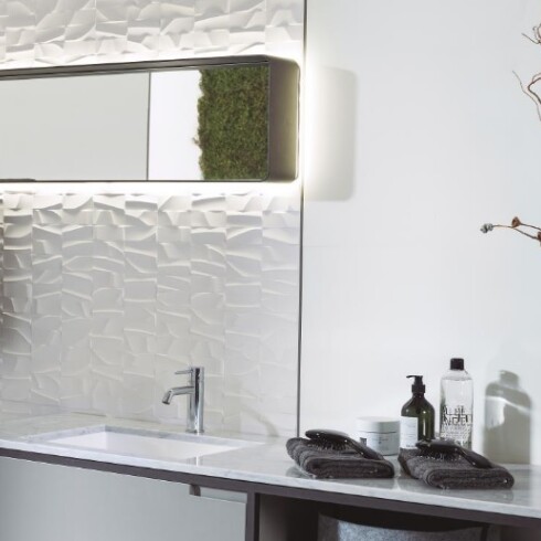 Ceramica Blanca Mate Decorada 3D Rectificado 45X120Cm Pared GAMAS DE BLANCO