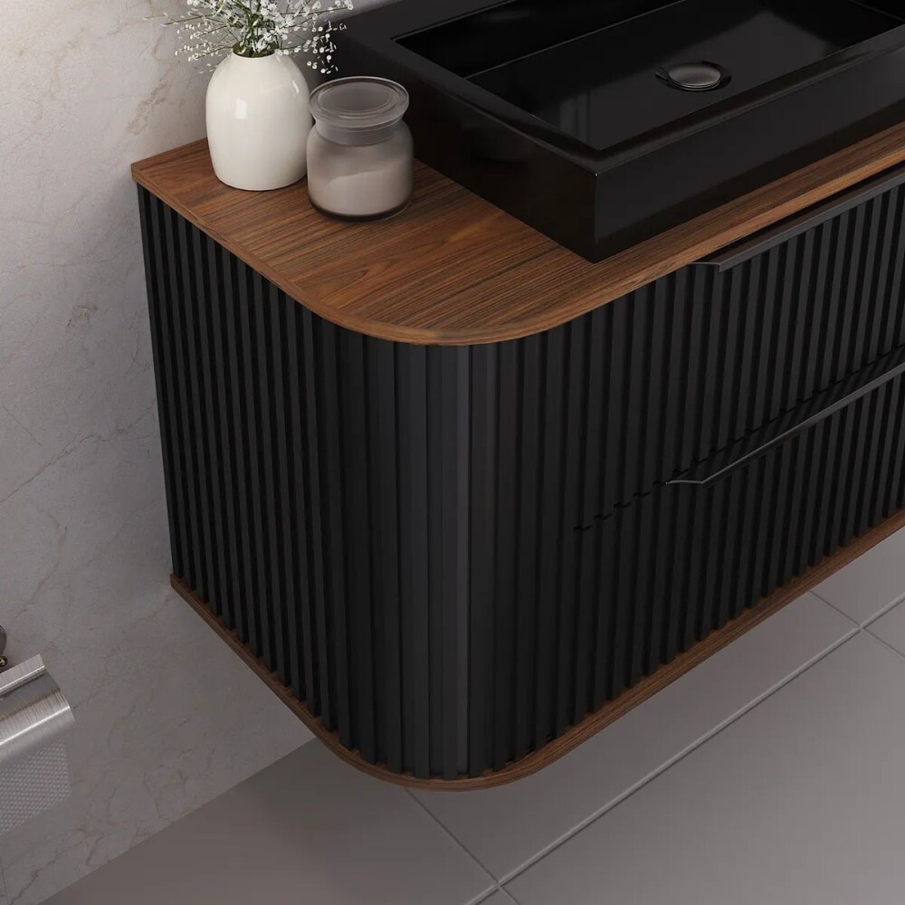 Mueble de baño Alice Suspendido 100cm Negro botiquín Gabriela 90 cm Cacau Mueble De Baño Alice Suspendido 100cm Negro Botiquín Gabriela 90 Cm Cacau