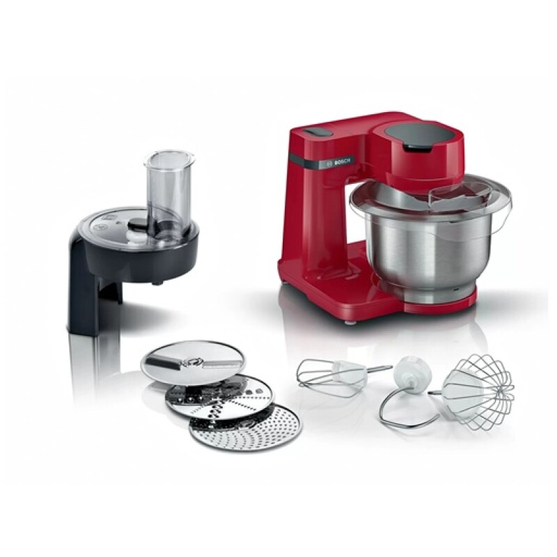 Robot de Cocina Bosch Rojo con Bowls de Acero Inox c/Tapa Robot de Cocina Bosch Rojo con Bowls de Acero Inox c/Tapa