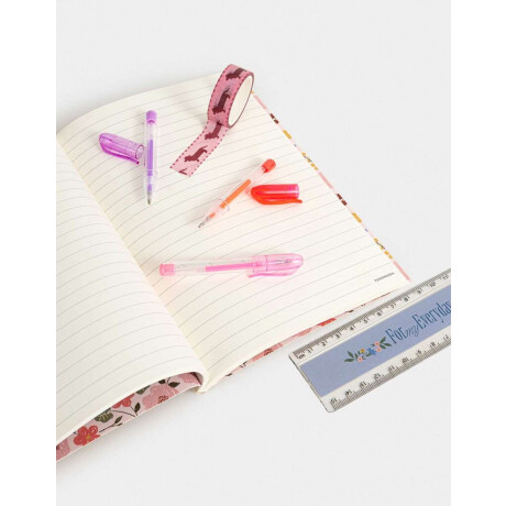 Set De Librería Con Cuaderno A5 En Pouch Combinacion Multicolor