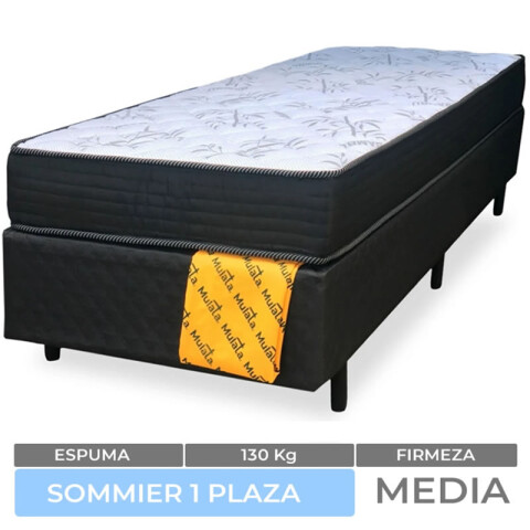 Sommier Super Mega 1 Plaza Box + Colchón Espuma Convencional D23 78 x 188 x 16 cm Sommier Super Mega 1 Plaza Box + Colchón Espuma Convencional D23 78 x 188 x 16 cm