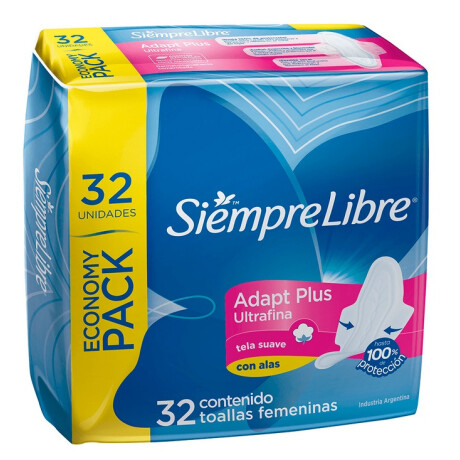 TOALLAS FEMENINAS SIMPRE LIBRE ADAPT PLUS ULTRAFINA C/ALAS 32 UNID TOALLAS FEMENINAS SIMPRE LIBRE ADAPT PLUS ULTRAFINA C/ALAS 32 UNID