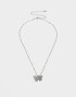Cadena Corta con Dije Con Mariposas Cadena Con Dije De Mariposa - Plateado