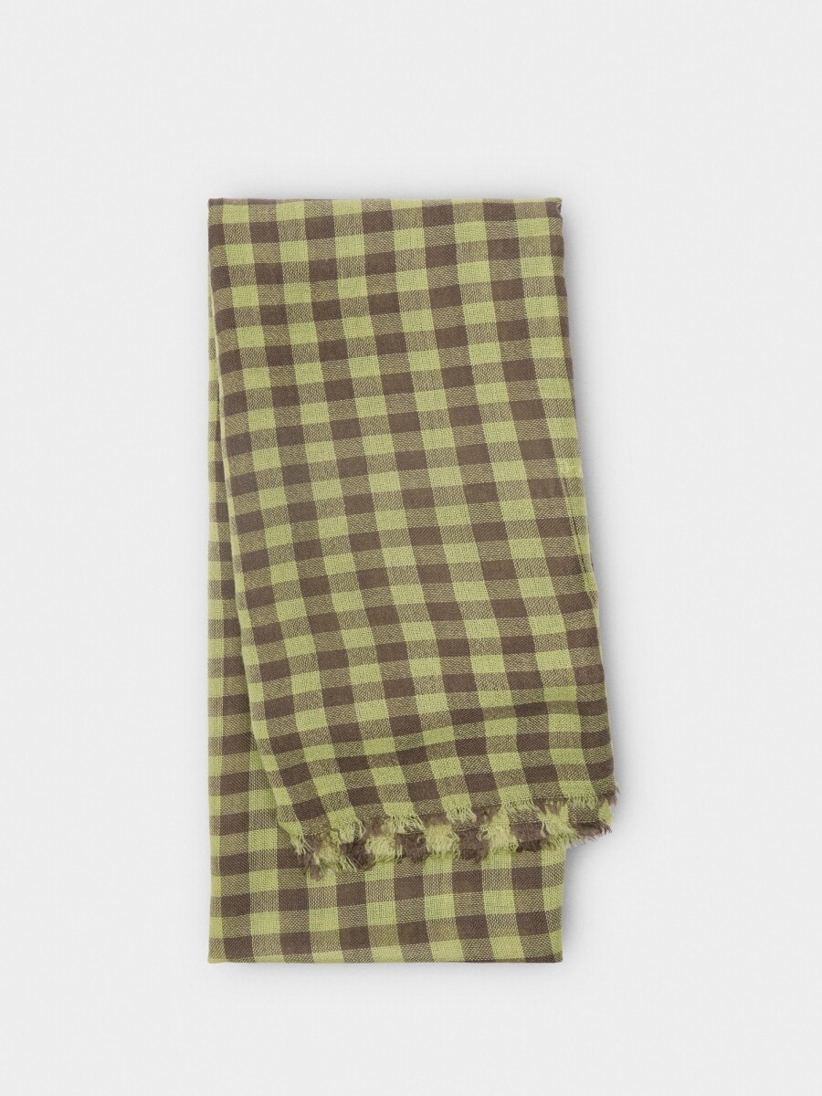 Pañuelo Jacquard A Cuadros Con Lana lima