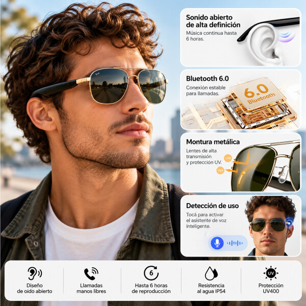Lentes Inteligentes Blackview D1 Pro Bluetooth 6.0 LENTES SMART BLACKVIEW D1 PRO DORADO