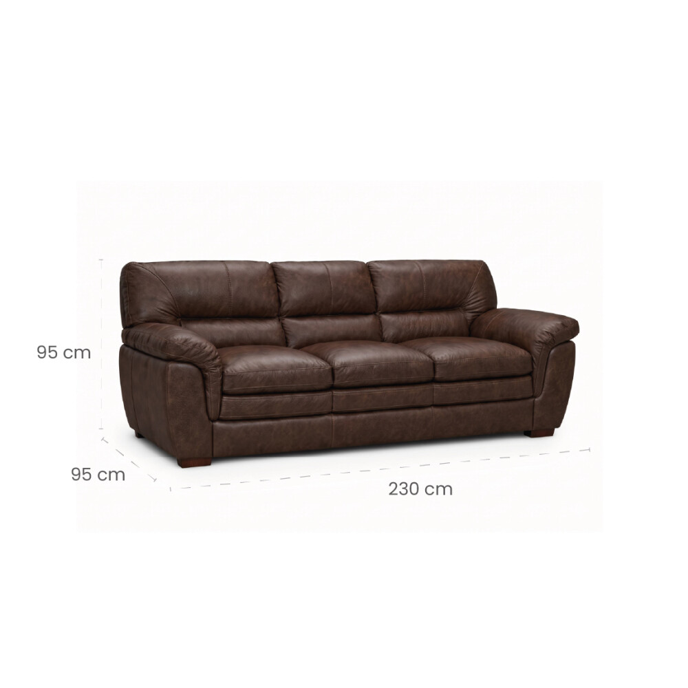 Sillon Livintus 3 Cuerpos Cuero Natural Cafe