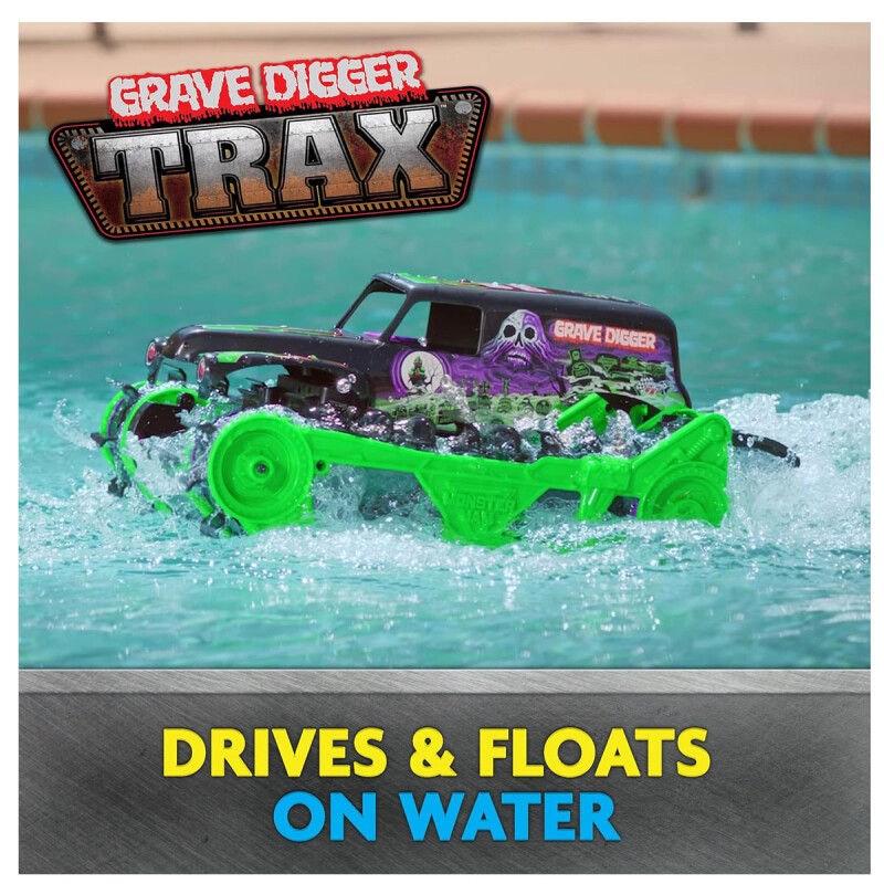 Monster Jam, Grave Digger Trax All-Terrain con control remoto para exteriores Monster Jam, Grave Digger Trax All-Terrain con control remoto para exteriores