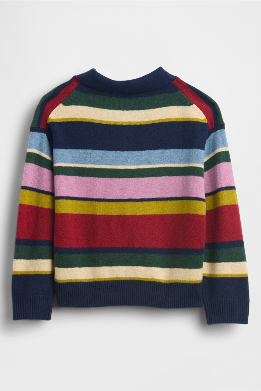 Buzo Tipo Polo Cashsoft Toddler Niño Tiny Stripe Burgundy