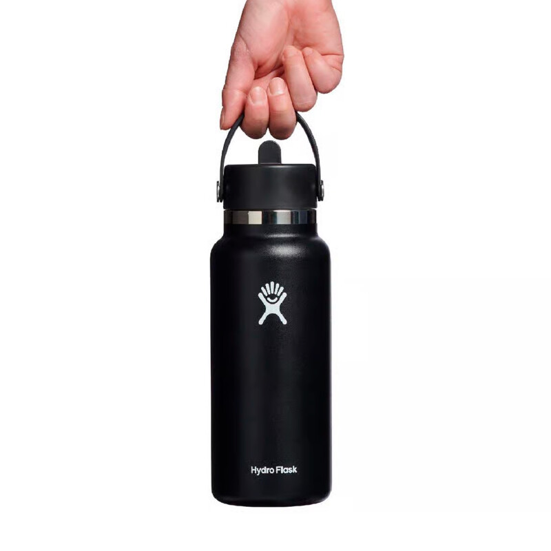 32 oz Wide Mouth with Flex Straw Cap Black