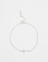 Pulseras Flexibles Strass Pulsera Con Dije De Cruz - Plateado