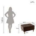 Puff tela y patas de madera Beige