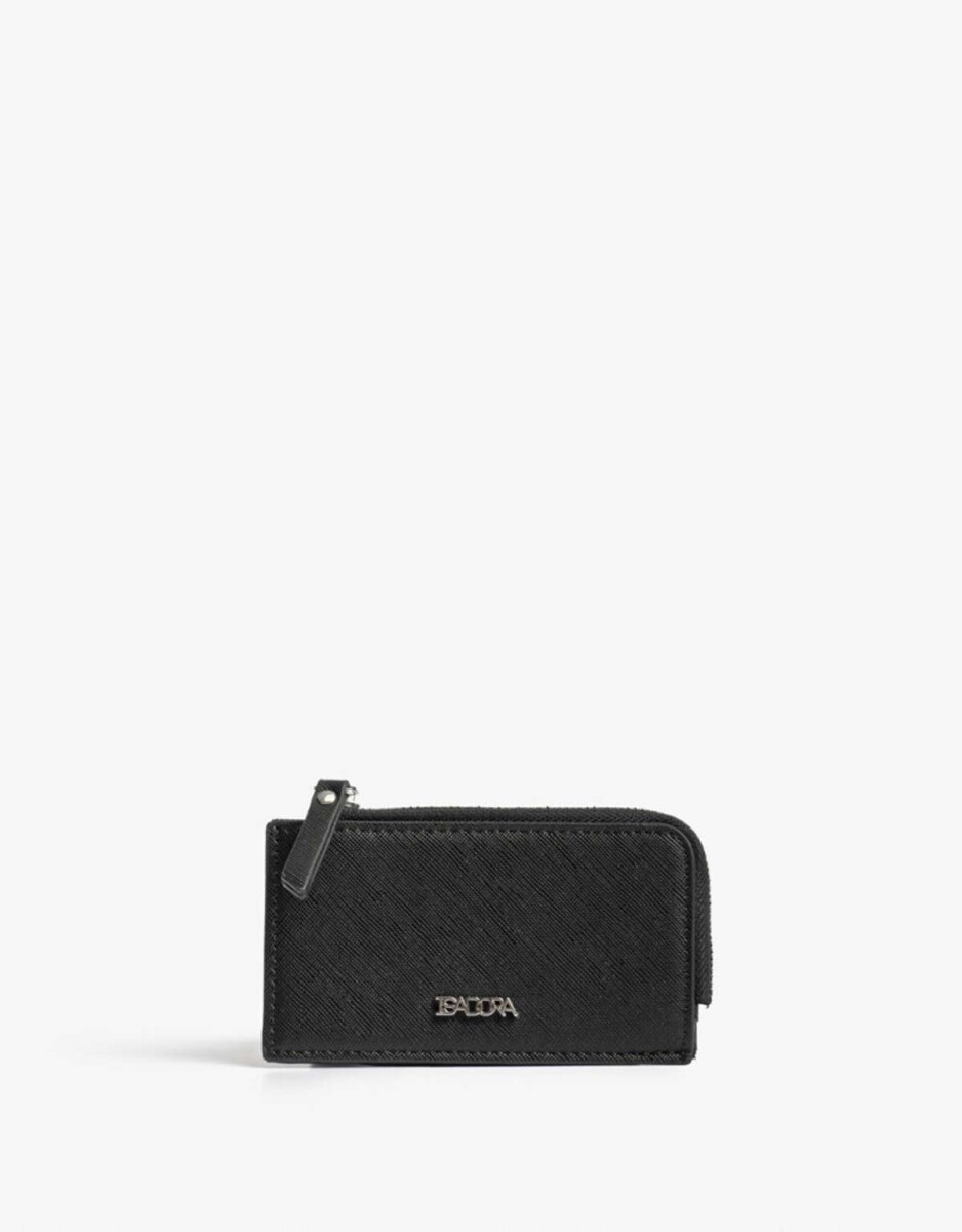 Tarjetero Horizontal Con Cierre - Negro 