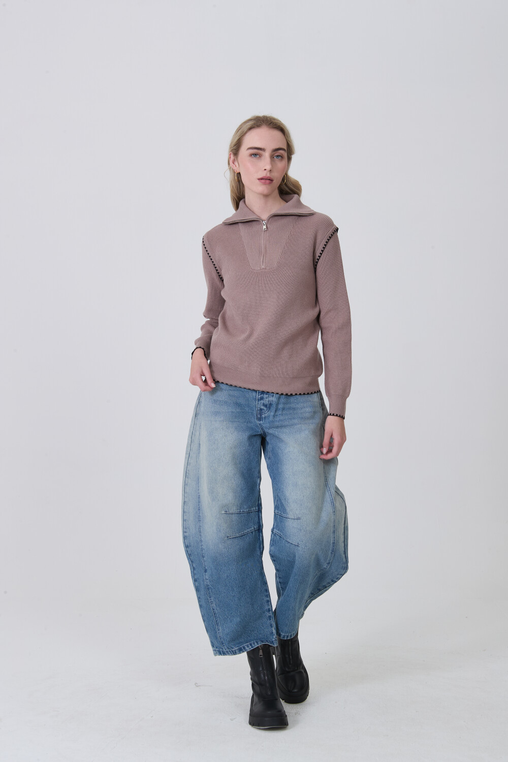 Sweater Zippy Taupe / Mink / Vison