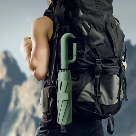 Paraguas plegable con mango clip redondo Verde