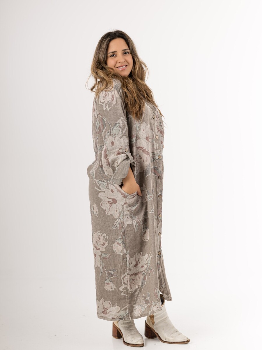Vestido camisero 100% lino Visón