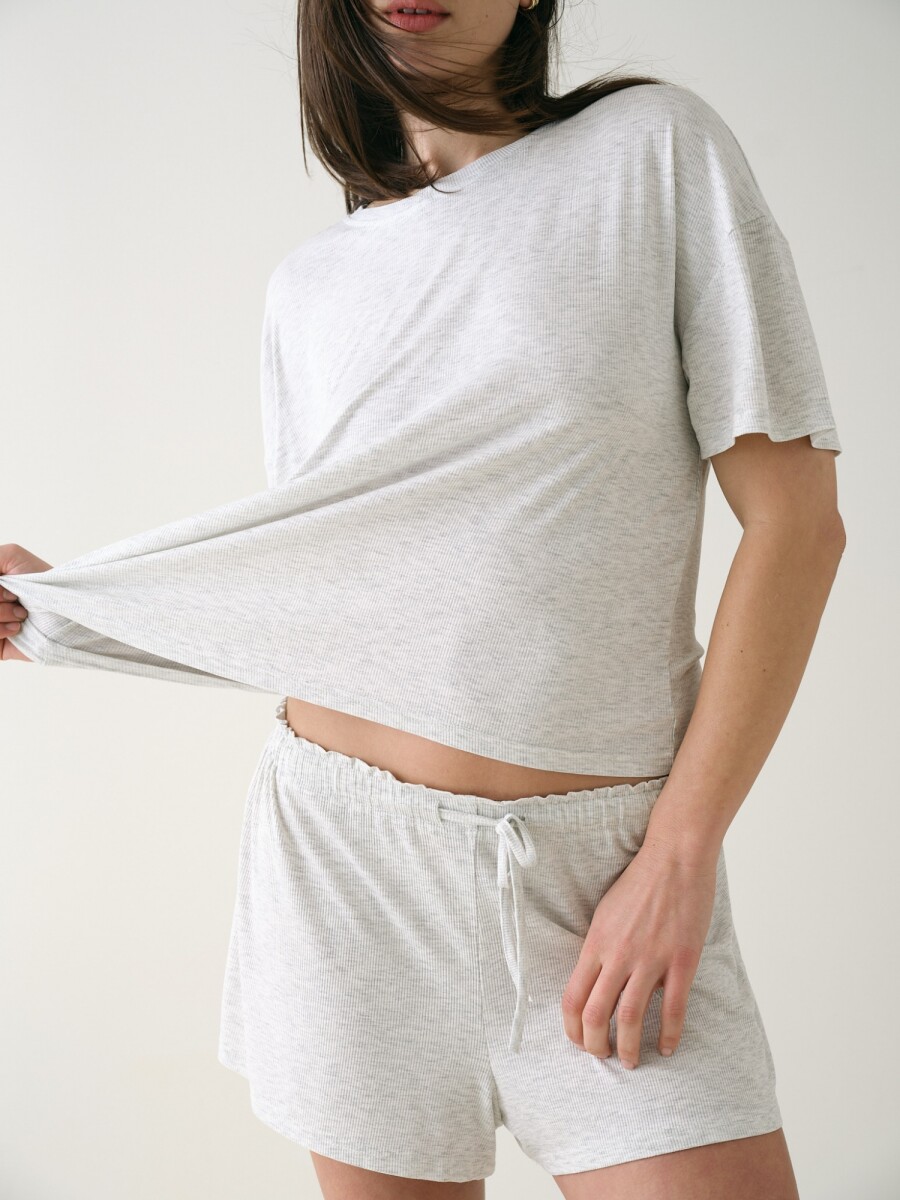 Remera Boxy Rib - Gris Melange 
