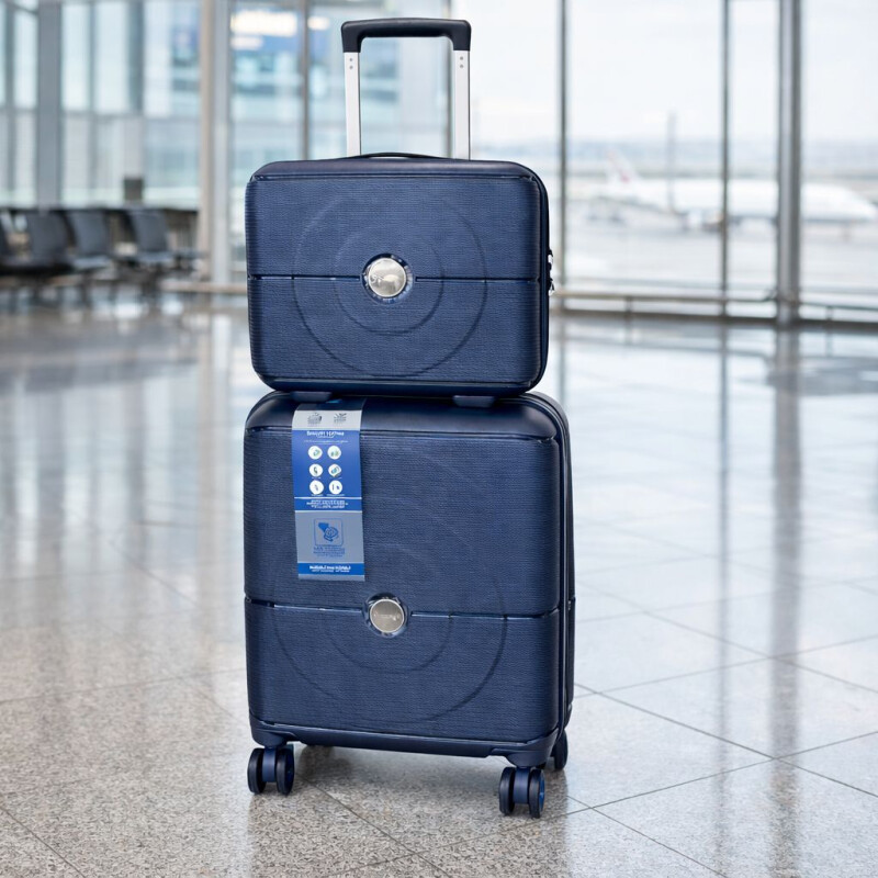 Set Valijas De Viaje Rígidas 2 Piezas Carry On 14” Y Valija 20” Azul Marino