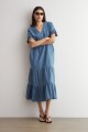 Vestido de jean bordado jean medio