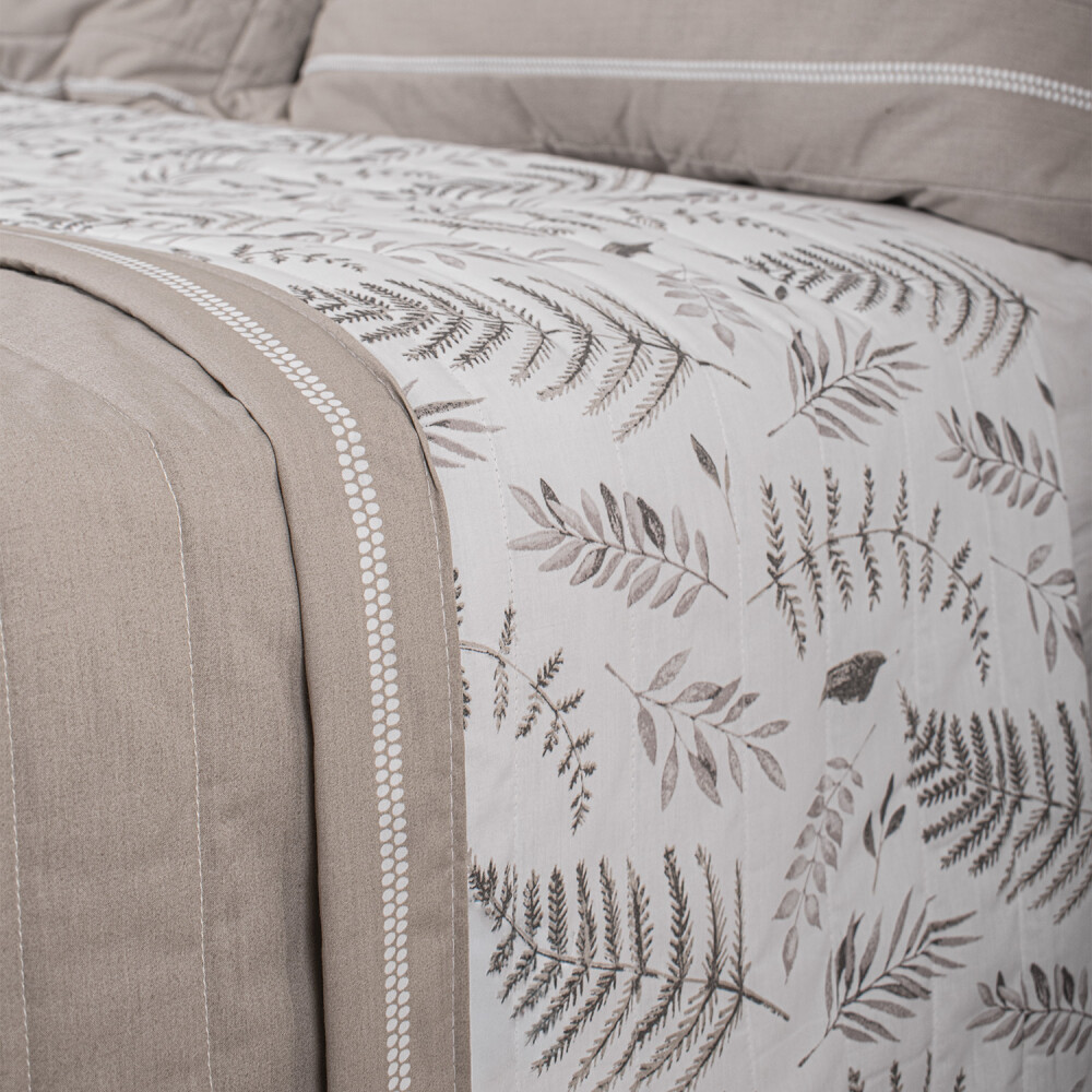 Cubrecama Bea Hojas Beige King - Super King