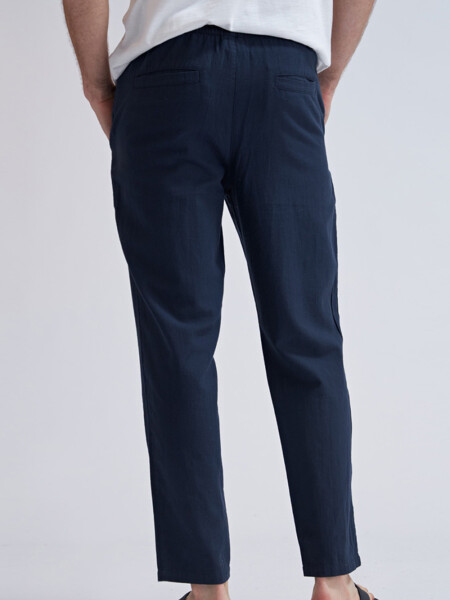 Pantalón de lino Azul Marino