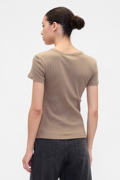 Remera Manga Corta Rib Mujer Medium Cool Brown