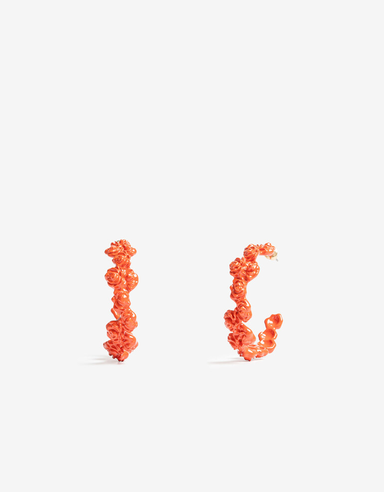 Aros Argollas Halloween Argollitas Con Flores Halloween - Rojo Medio