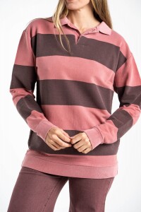 Sweater Polo Rayas Burdeos