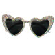 Lentes Corazón x1 Brillos Blanco