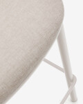 Taburete Maina de chenilla beige y patas de acero con acabado beige FSC Mix Credit 65 cm