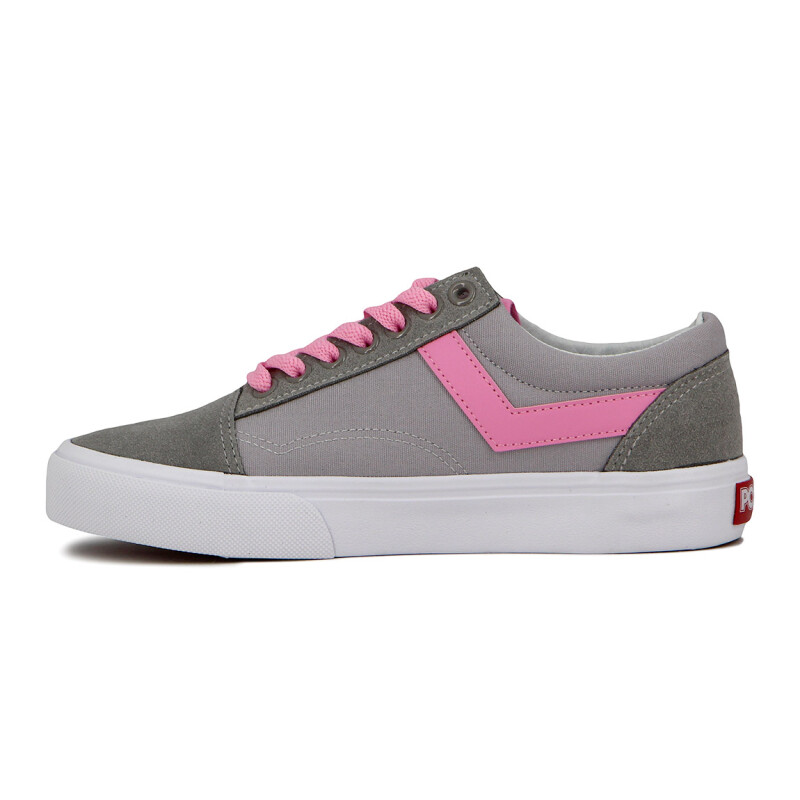 Pony Champion Old School Casual Lona-Gamuza Gris/Rosado Gris-Rosado