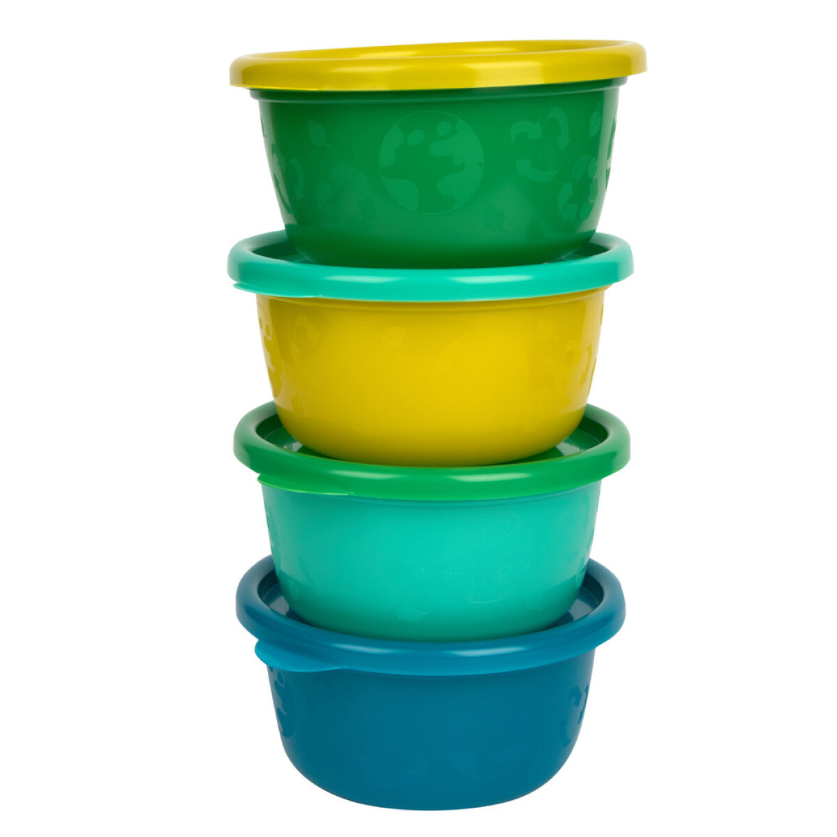 Pack x4 bowls c/ tapa 236ml - verdes y azules 