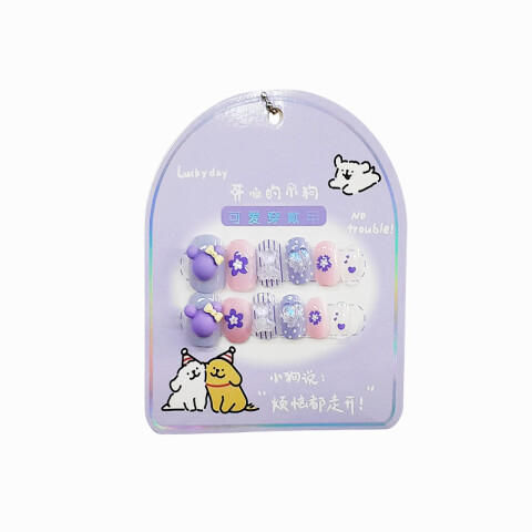 Uñas postizas con diseño violeta Uñas Postizas Con Diseño Violeta