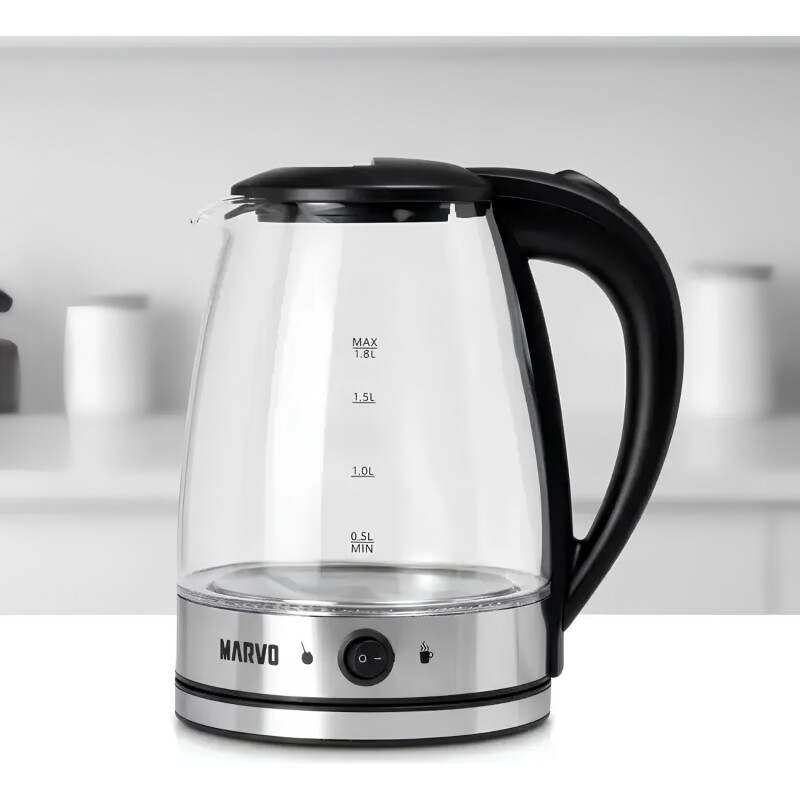 Jarra Eléctrica Marvo Vidrio Acero Inox Con Selector 1.8l Jarra Eléctrica Marvo Vidrio Acero Inox Con Selector 1.8l