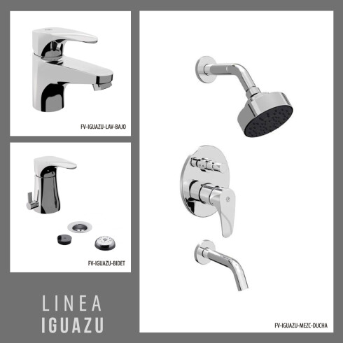 Juego Completo De Griferia, Incluye Ducha Embutida,Bidet C/Transferencia Y Lavatorio Bajo Linea Fv-Iguazu 000
