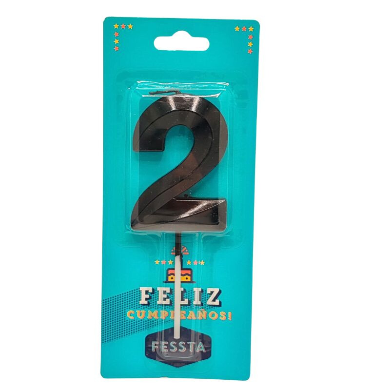 Vela Número 3D Grande Negro DOS