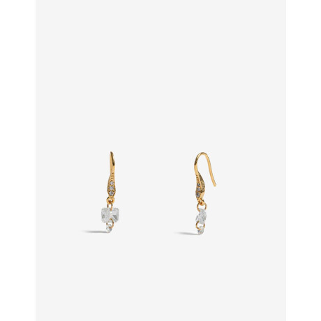 Aros Cortos Con Cubic Zirconia Dorado