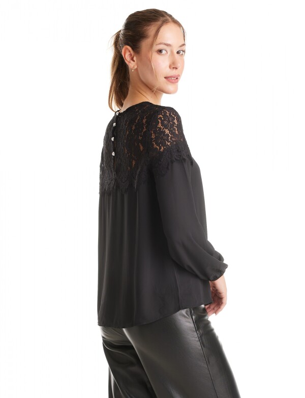 Blusa Gasa & Encaje NEGRO